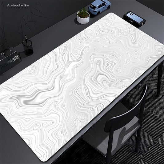 Tapis de bureau XXL noir et blanc Strata liquide tapis de souris grand tapis de souris abstrait tapis de bureau de jeu avec Lockedge bureau tapis antidérapant