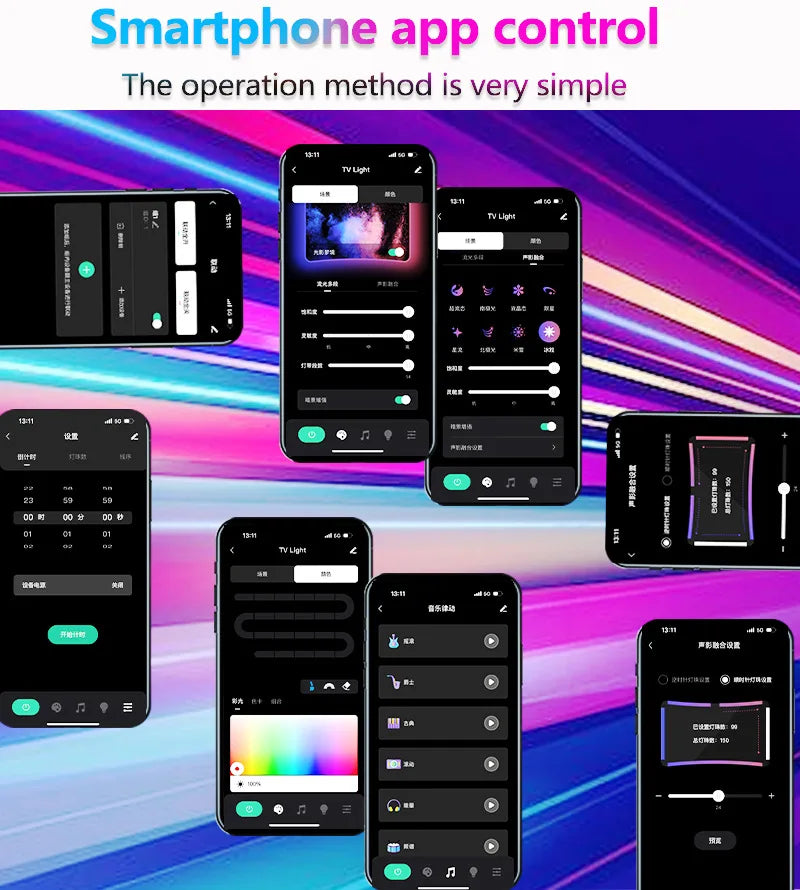 Bande de rétro-éclairage TV LED RGBIC, avec caméra, contrôle par application, synchronisation de la musique, lumières intelligentes pour salle de jeux, éclairage d'ambiance 55-75 pouces