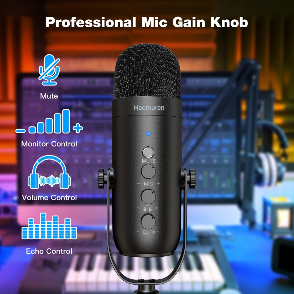 Microphone professionnel à condensateur cardioïde, USB, pour studio, podcast, avec HONARM, pour prometteur statique